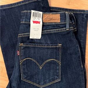 LEVI’S CURVE ID WOMEN’S BOLD CURVE STRAIGHT DARK WASH BLUE JEANS SIZE 12M NWT